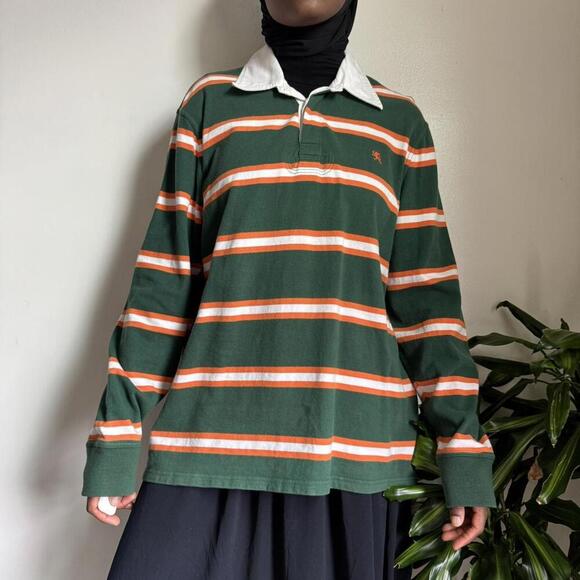 Express Tops - Vintage gorpcore long sleeve quarter button pullover striped shirt L